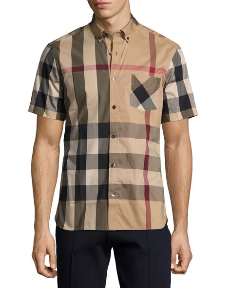 burberry men's short sleeve shirt|Burberry short sleeve button up.